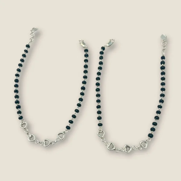 BEAUTIFUL 925 STERLING GIRLISH SILVER ANKLETS WITH LOVELY BEADS | SPY457