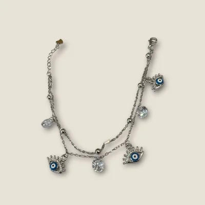 BEAUTIFUL 925 STERLING SILVER GIRLISH EVIL EYE BRACELET WITH LOVELY DESIGN | SB195 BEAUTIFUL 925 STERLING SILVER GIRLISH EVIL EYE BRACELET WITH LOVELY DESIGN | SB195