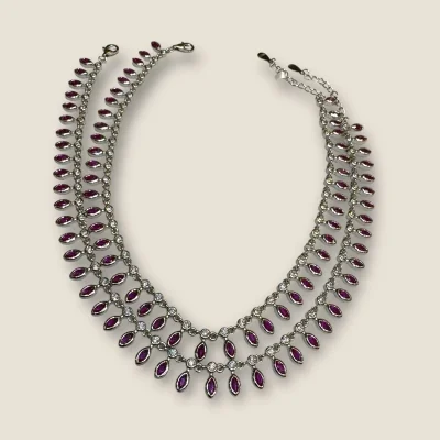 BEAUTIFUL 925 STERLING SILVER GIRLISH ANKLETS WITH LOVELY PINK STONES & UNIQUE DESIGN | SPY488