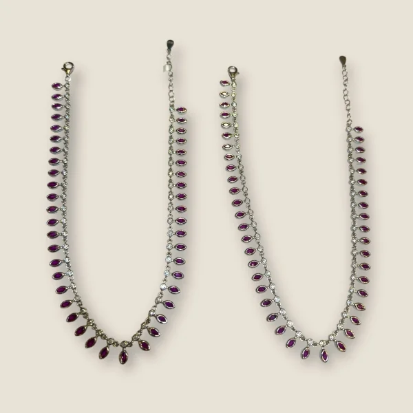 BEAUTIFUL 925 STERLING SILVER GIRLISH ANKLETS WITH LOVELY PINK STONES & UNIQUE DESIGN | SPY488