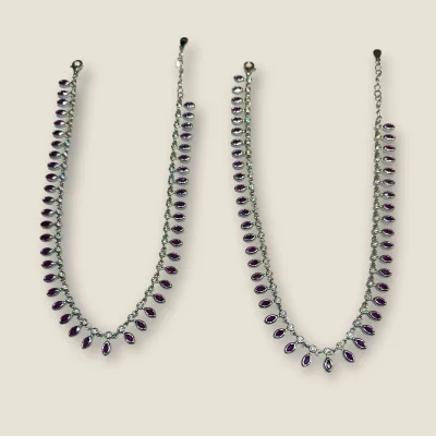 BEAUTIFUL 925 STERLING SILVER GIRLISH ANKLETS WITH LOVELY PINK STONES & UNIQUE DESIGN | SPY488