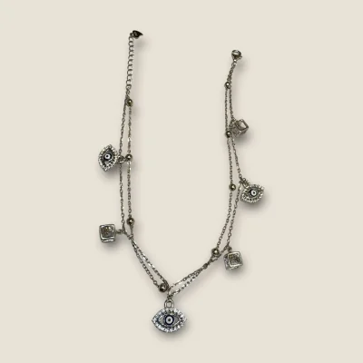 BEAUTIFUL 925 STERLING SILVER GIRLISH EVIL EYE ANKLETS WITH LOVELY STONES | SPY492 BEAUTIFUL 925 STERLING SILVER GIRLISH EVIL EYE ANKLETS WITH LOVELY STONES | SPY492