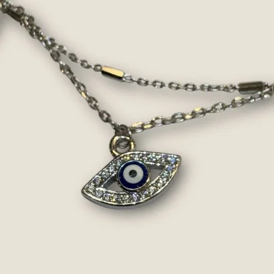 BEAUTIFUL 925 STERLING SILVER GIRLISH EVIL EYE ANKLETS WITH LOVELY STONES | SPY492 BEAUTIFUL 925 STERLING SILVER GIRLISH EVIL EYE ANKLETS WITH LOVELY STONES | SPY492