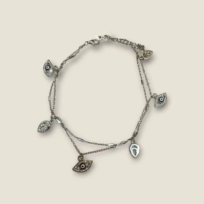 BEAUTIFUL 925 STERLING SILVER GIRLISH EVIL EYE ANKLETS WITH LOVELY DESIGN | SPY493GR BEAUTIFUL 925 STERLING SILVER GIRLISH EVIL EYE ANKLETS WITH LOVELY DESIGN | SPY493GR