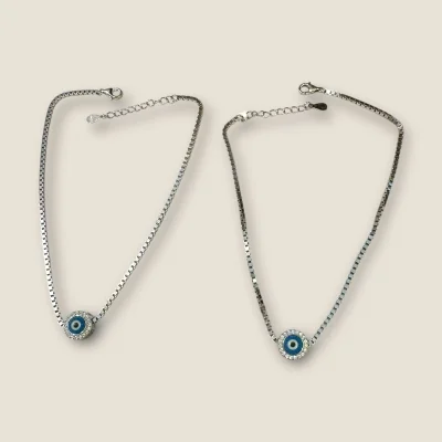 BEAUTIFUL 925 STERLING SILVER GIRLISH EVIL EYE ANKLETS WITH LOVELY DESIGN | SPY490 BEAUTIFUL 925 STERLING SILVER GIRLISH EVIL EYE ANKLETS WITH LOVELY DESIGN | SPY490