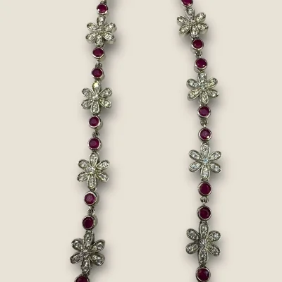 BEAUTIFUL 925 STERLING SILVER GIRLISH ANKLETS WITH PINK STONES & LOVELY FLOWER DESIGN | SPY494