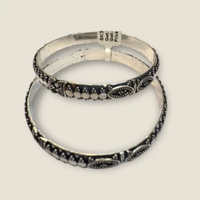 BEAUTIFUL 925 STERLING SILVER KARA PAIR IN LOVELY ANTIQUE DESIGN | SK354