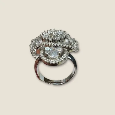 BEAUTIFUL 925 STERLING SILVER GIRLISH COKTAIL RING WITH WITH LOVELY ZIRCONS DESIGN | SLR653