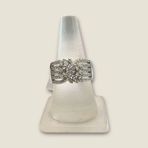 925 STERLING SILVER GIRLLISH RING WITH ZERCONS & LOVELY DESIGN | SLR705