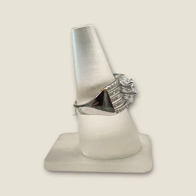 925 STERLING SILVER GIRLLISH RING WITH ZERCONS & LOVELY DESIGN | SLR705