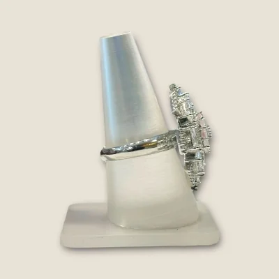 BEAUTIFUL 925 STERLING SILVER COKTAIL RING WITH UNIQUE DESIGN & LOVELY ZIRCONS OR PINK STONES | SLR659