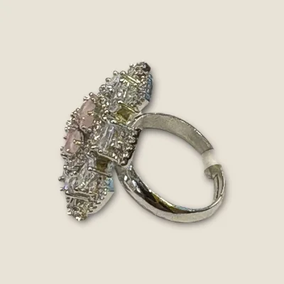 BEAUTIFUL 925 STERLING SILVER COKTAIL RING WITH UNIQUE DESIGN & LOVELY ZIRCONS OR PINK STONES | SLR659