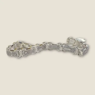 BEAUTIFUL 925 STERLING SILVR MEN'S BRACELET WITH LOVELY DESIGN & ZIRCONS | SB210