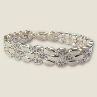 BEAUTIFUL 925 STERLING SILVER MEN'S BRACELET WITH LOVELY ZIRCONS & UNIQUE DESIGN | SB213 BEAUTIFUL 925 STERLING SILVER MEN'S BRACELET WITH LOVELY ZIRCONS & UNIQUE DESIGN | SB213