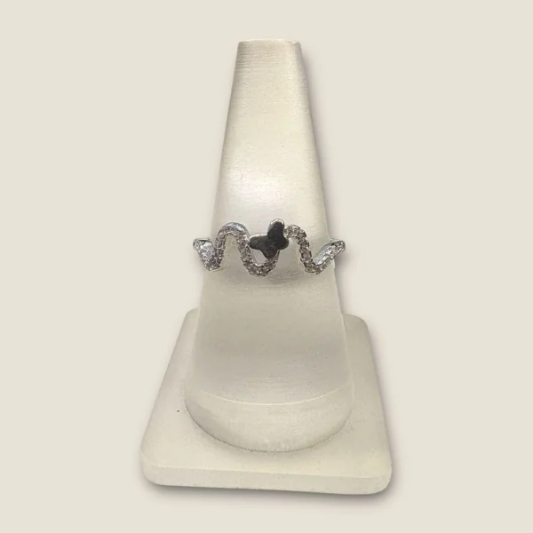 BEAUTIFUL 925 STERLING SILVER GIRLISH BUTTERFLY DESIGN RING WITH ZIRCONS | SLR679