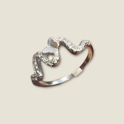 BEAUTIFUL 925 STERLING SILVER GIRLISH BUTTERFLY DESIGN RING WITH ZIRCONS | SLR679