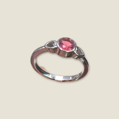 BEAUTIFUL 925 SERLING SILVER GIRLISH RING WITH THIS LOVELY LITTLE PINK STONE | SLR700