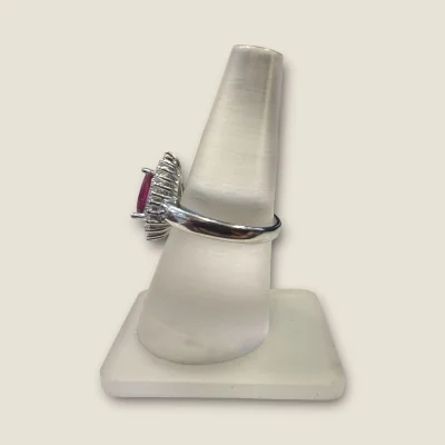 BEAUTIFUL 925 STERLING SILVER GRILISH RING WITH LOVELY ZIRCONS & RED STONE | SLR735
