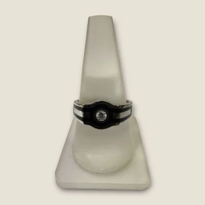 925 STERLING SILVER MEN'S RING WITH UNIQUE DESIGN IN BLACK COLOUR | SGR275