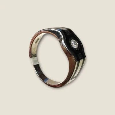 925 STERLING SILVER MEN'S RING WITH UNIQUE DESIGN IN BLACK COLOUR | SGR275
