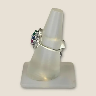 BEAUTIFUL 925 STERLING SILVER GIRLISH COKTAIL RING WITH MULTI COLOUR STONES | SLR798 BEAUTIFUL 925 STERLING SILVER GIRLISH COKTAIL RING WITH MULTI COLOUR STONES | SLR798