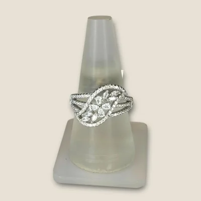 BEAUTIFUL 925 STERLING SILVER GIRLISH COKTAIL RING WITH LOVELY ZIRCONS | SLR780