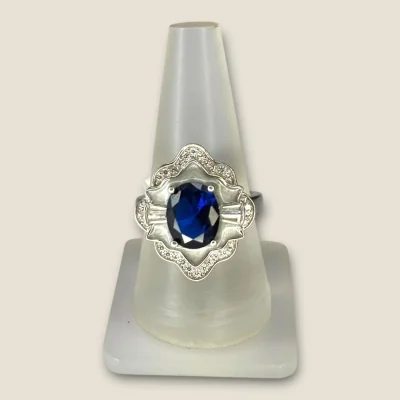 BEAUTIFUL 925 STERLING SILVER RING WITH LOVELY BLUE STONE | SLR331