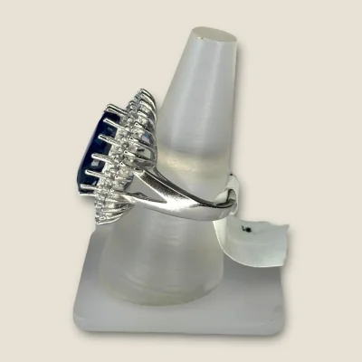 BEAUTIFUL 925 STERLING SILVER GIRLISH RING WITH ZIRCONS & OVAL CABOCHON STONE| SLR754