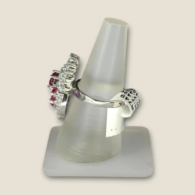 BEAUTIFUL 925 STERLING SILVER GIRLISH COKTAIL RING WITH ZIRCONS & PINK STONES | SLR749 BEAUTIFUL 925 STERLING SILVER GIRLISH COKTAIL RING WITH ZIRCONS & PINK STONES | SLR749
