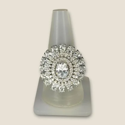 BEAUTIFUL 925 STERLING SILVER GIRLISH COKTAIL RING WITH ZIRCONS & LOVELY DESIGN| SLR739