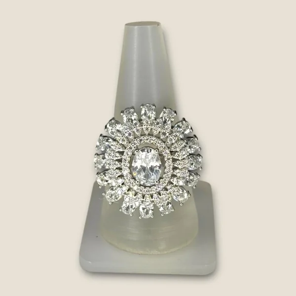 BEAUTIFUL 925 STERLING SILVER GIRLISH COKTAIL RING WITH ZIRCONS & LOVELY DESIGN| SLR739