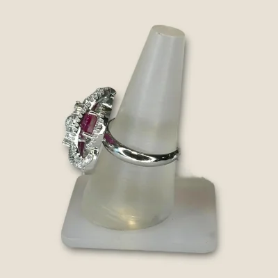 BEAUTIFUL 925 STERLING SILVER GIRLISH COKTAIL RING WITH ZIRCONS, PINK STONES & LOVELY DESIGN| SLR752 BEAUTIFUL 925 STERLING SILVER GIRLISH COKTAIL RING WITH ZIRCONS, PINK STONES & LOVELY DESIGN| SLR752