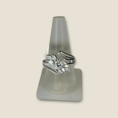 BEAUTIFUL 925 STERLING SILVER GIRLISH RING WITH UNQUE DESIGN & LOVELY ZIRCONS | SLR778