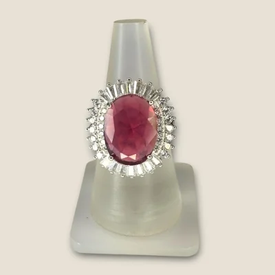 BEAUTIFUL 925 STERLING SILVER GIRLISH RING WITH LOVELY RED STONE | SLR753