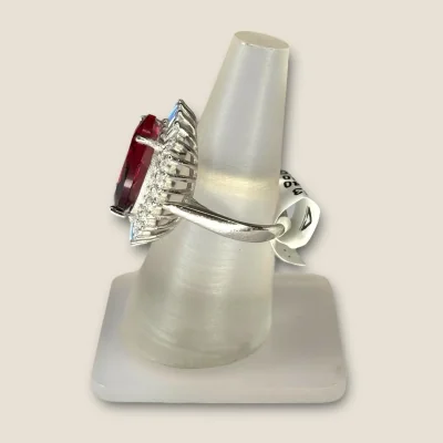 BEAUTIFUL 925 STERLING SILVER GIRLISH RING WITH LOVELY RED STONE | SLR753 BEAUTIFUL 925 STERLING SILVER GIRLISH RING WITH LOVELY RED STONE | SLR753