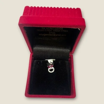 925 Sterling Silver Girlish Pendant Set with Pink Stones & Zircons | Silver Pendant Set
