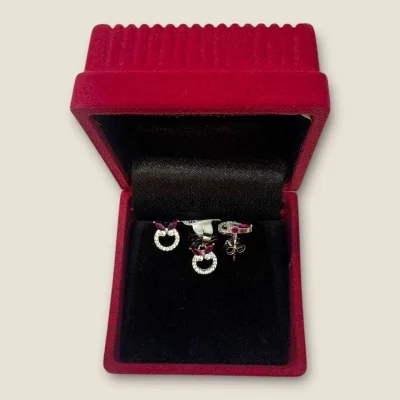 925 Sterling Silver Girlish Pendant Set with Pink Stones & Zircons | Silver Pendant Set