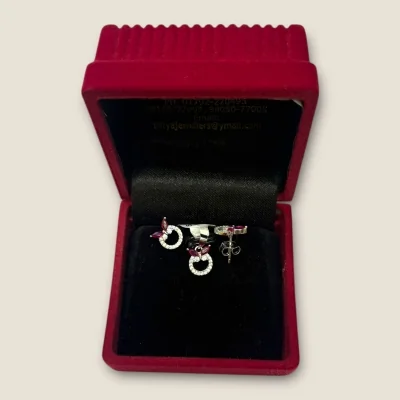 925 Sterling Silver Girlish Pendant Set with Pink Stones & Zircons | Silver Pendant Set