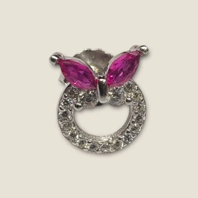 925 Sterling Silver Girlish Pendant Set with Pink Stones & Zircons | Silver Pendant Set