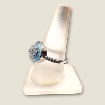 BEAUTIFUL 925 STERLING SILVER RING WITH BLUE STONE | SLR832 BEAUTIFUL 925 STERLING SILVER RING WITH BLUE STONE | SLR832