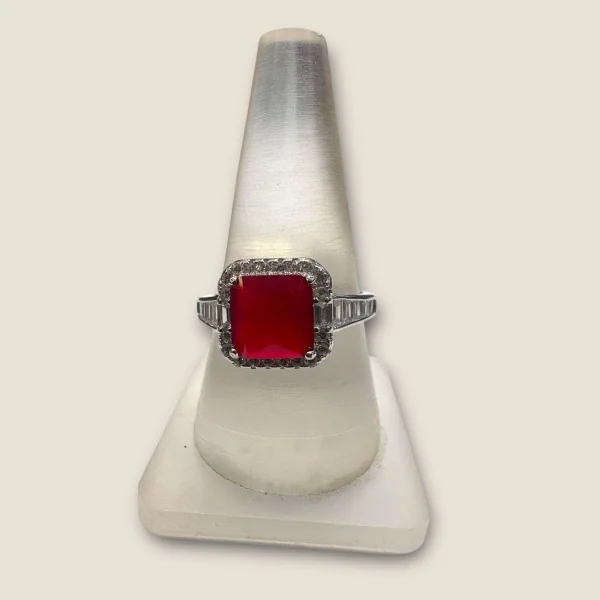 BEAUTIFULL GIRLISH STERLING SILVER RING WITH RED STONE | SLR928