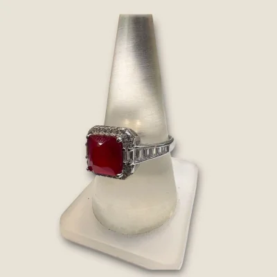 BEAUTIFULL GIRLISH STERLING SILVER RING WITH RED STONE | SLR928 BEAUTIFULL GIRLISH STERLING SILVER RING WITH RED STONE | SLR928