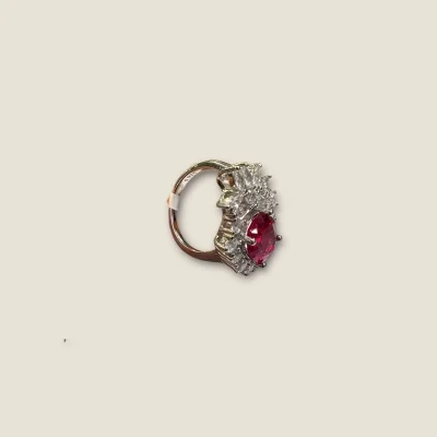BEAUTIFULL SILVER GIRLISH RING WITH ZIRCON AND PINK STONE |SLR854