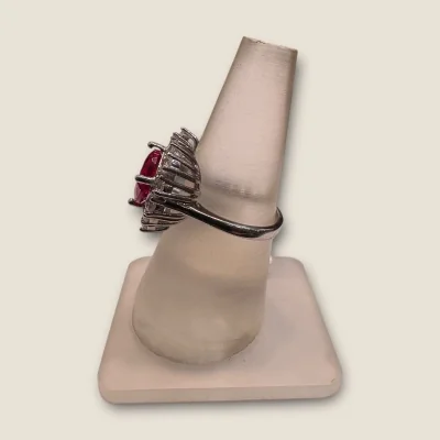 BEAUTIFULL SILVER GIRLISH RING WITH ZIRCON AND PINK STONE |SLR854