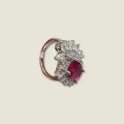 BEAUTIFULL SILVER GIRLISH RING WITH ZIRCON AND PINK STONE |SLR854