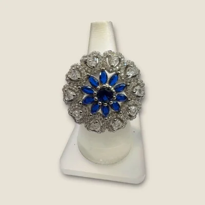 BEAUTIFUL STERLING SILVER COKTAIL RING WITH BLUE STONE|SLR842