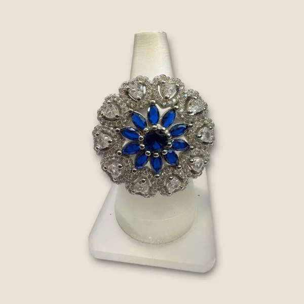 BEAUTIFUL STERLING SILVER COKTAIL RING WITH BLUE STONE|SLR842