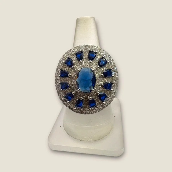BEAUTIFUL STERLING SILVER COKTAIL RING WITH BLUE STONE |SLR755