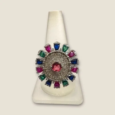 BEAUTIFUL STERLING SILVER RING WITH MULTI-STONES | SLR742