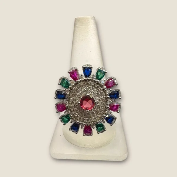 BEAUTIFUL STERLING SILVER RING WITH MULTI-STONES | SLR742